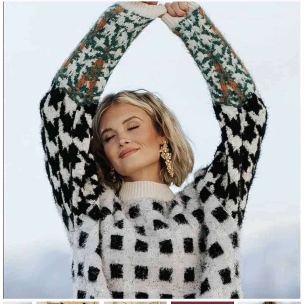 Clad And Cloth Symone Pattern Block Sweater